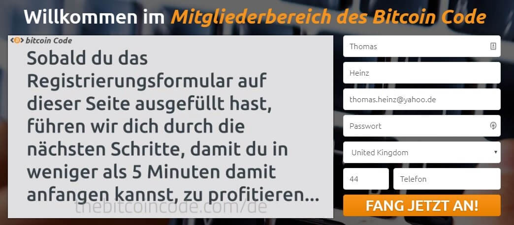 andel mit Bitcoin Code
